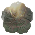 Черный Shell подвеска, Черная ракушка, Форма цветка, натуральный отверстие:Приблизительно 2mm, продается PC