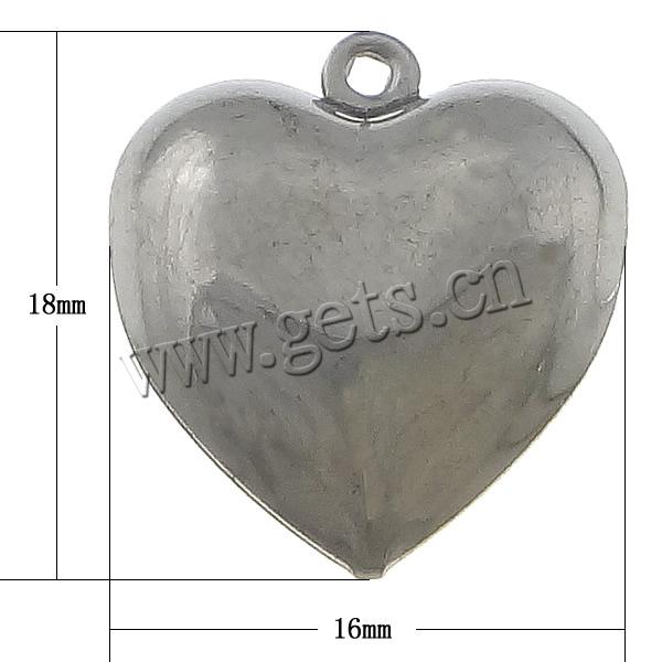 Кулон тег из нержавеющей стали, нержавеющая сталь, Сердце, оригинальный цвет, 16x18mm, отверстие:Приблизительно 1mm, продается PC