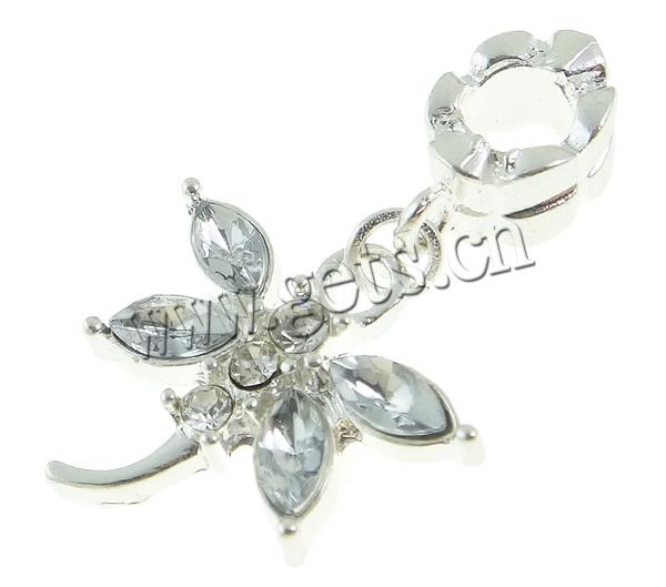 Zinc Alloy European Pendants, Animal, plated, with rhinestone, more colors for choice, 17.5x19x3.5mm, Hole:Approx 4.5mm, Length:31 , Sold By PC