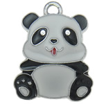 Zinklegierung Tier Anhänger, Panda, Platinfarbe platiniert, Emaille, frei von Nickel, Blei & Kadmium, 21x26.5x1.5mm, Bohrung:ca. 2mm, verkauft von PC