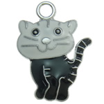 Zinc Alloy Animal Pendants, Cat, platinum color plated, enamel nickel, lead & cadmium free Approx 2mm 