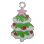 Zinc Alloy Christmas Pendants, Christmas Tree, platinum color plated, enamel nickel, lead & cadmium free Approx 2.5mm 