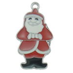 Zinc Alloy Christmas Pendants, Santa Claus, platinum color plated, enamel, red, nickel, lead & cadmium free Approx 2.5mm 