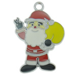 Zinc Alloy Christmas Pendants, Santa Claus, platinum color plated, enamel, red, nickel, lead & cadmium free Approx 2.5mm 