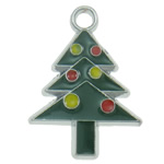 Zinklegierung Weihnachten Anhänger, Weihnachtsbaum, Platinfarbe platiniert, Emaille, frei von Nickel, Blei & Kadmium, 16x22x1mm, Bohrung:ca. 2mm, verkauft von PC