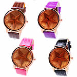 Women Wrist Watch, Zinc Alloy, with PU Leather, rose gold color plated, with rhinestone cadmium free, 38mm, 18mm approx 9 Inch 