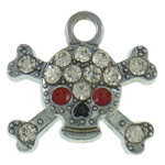 Zinc Alloy Skull Pendants, platinum color plated, enamel & with rhinestone, nickel, lead & cadmium free Approx 2.5mm 