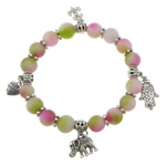 Dyed Marble Bead Bracelet, with Zinc Alloy, word made with love, platinum color plated, charm bracelet & blacken, 10mm    Approx 8 Inch 