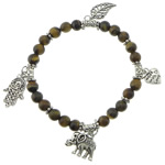 Tiger Eye Bracelet, with Zinc Alloy, word made with love, platinum color plated, charm bracelet & blacken, 6mm    Approx 7 Inch 