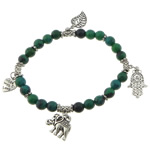 Rain Flower Stone Bracelets, with Zinc Alloy, word made with love, platinum color plated, charm bracelet & blacken, 6mm    Approx 7 Inch 