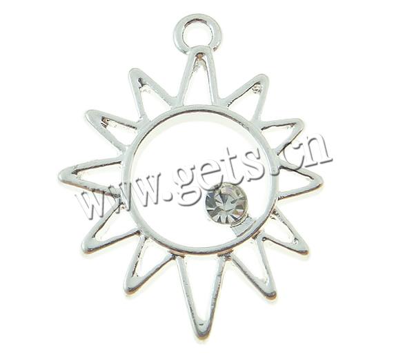Zinc Alloy Rhinestone Pendants, Flower, plated, with rhinestone, more colors for choice, 21x17mm, Hole:Approx 2mm, Sold By PC