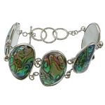 Abalone Shell Bracelets, Brass, with White Shell & Abalone Shell, platinum color plated, 19-21x30-35mm Approx 8.5 Inch 