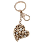 Rhinestone Zinc Alloy Key Chain, with Iron, Heart, plated, with rhinestone, nickel, lead & cadmium free Approx 24mm Approx 4.7 Inch 