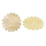 Gelbe Muschel Perle, Blume, 30x30x2mm, Bohrung:ca. 2mm, verkauft von PC
