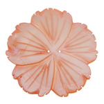 Белая ракушка Бусины, Форма цветка, 2-отверстие, розовый отверстие:Приблизительно 1mm, продается PC