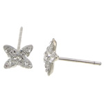 Clover Earrings, 925 Sterling Silver, with Rhinestone Clay Pave, with 34 pcs rhinestone & with Czech rhinestone 0.8mm 