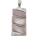 Brass Shell Pendants, with Pink Shell, Rectangle, platinum color plated, lead & cadmium free Approx 