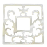 Белый кабошон оболочки, Белая ракушка, Квадратная форма, плоской задней панелью продается PC