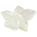 White Shell Cabochon, Flower, flat back 