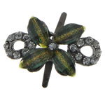 alliage de zinc boucle clip, avec résine, fleur, Placage de couleur noire de plumbum, avec strass & poudre colorée, sans plomb et cadmium Vendu par PC