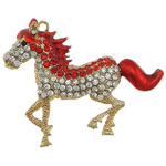 Zinc Alloy Animal Pendants, Horse, gold color plated, enamel & with rhinestone & hollow, lead & cadmium free Approx 3mm 