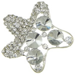 Rhinestone Zinc Alloy Ornaments, with Glass, Star, silver color plated, flat back & faceted & with rhinestone, clear, lead & cadmium free 
