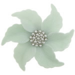 Glas Perle Brosche, Eisen, mit Kunststoff Perlen, Blume, Platinfarbe platiniert, mit Strass, frei von Nickel und Blei, 74x74x18mm, verkauft von PC