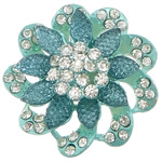 Rhinestone Zinc Alloy Ornaments, Flower, silver color plated, flat back & enamel & with rhinestone, lead & cadmium free 