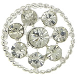 Zinc Alloy Shank Button, Flat Round, silver color plated, with rhinestone lead & cadmium free Approx 3mm 