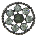 Zinc Alloy Shank Button, Flower, plumbum black color plated, with rhinestone, lead & cadmium free Approx 3mm 