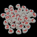 Kunststoff Alphabet Perlen, mit Brief Muster & gemischt, Grade A, 4x8mm, Bohrung:ca. 1.5mm, 3200PCs/Tasche, verkauft von Tasche
