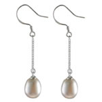 Freshwater Pearl Drop Earring, sterling silver earring hook, Teardrop, pink 