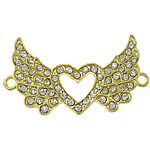Rhinestone Zinc Alloy Connector, Winged Heart, plated, Customized & with rhinestone & 1/1 loop cadmium free Approx 2mm 