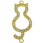 Rhinestone Zinc Alloy Connector, Cat, plated, with rhinestone & 1/1 loop cadmium free Approx 2mm 