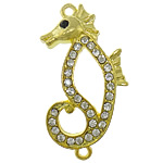 Rhinestone Zinc Alloy Connector, Seahorse, plated, with rhinestone & 1/1 loop cadmium free Approx 2mm 