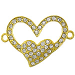 Rhinestone Zinc Alloy Connector, Heart, plated, with rhinestone & 1/1 loop cadmium free Approx 2mm 