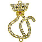 Rhinestone Zinc Alloy Connector, Cat, plated, Customized & with rhinestone & 1/1 loop cadmium free Approx 2mm 