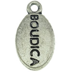 Zinc Alloy Message Pendants, Oval, plated, with letter pattern & blacken Approx 1.5mm, Approx 