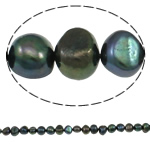 Perles nacres baroques de culture d'eau douce , perle d'eau douce cultivée, bleue-noir, grade A, 10-11mm Environ 0.8mm Environ 14.5 pouce, Vendu par brin