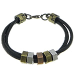 Cowhide Bracelets, with Zinc Alloy, plated, with letter pattern & , black, nickel, lead & cadmium free 4mm Approx 7.5 Inch 
