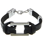 Cowhide Bracelets, zinc alloy lobster clasp, platinum color plated, black, nickel, lead & cadmium free Approx 8 Inch 