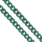 Железная цепочка-твист овальной формы, Железо, Спрей картины, зеленый, не содержит кадмий Приблизительно 100м/Strand, продается Strand