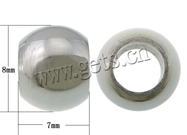 Stainless Steel Large Hole Beads, Drum, plated, Customized, more colors for choice, 7x8mm, Hole:Approx 2mm, Sold By PC