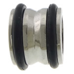 Stainless Steel Large Hole Beads, with Rubber, Column, plated Approx 8mm 