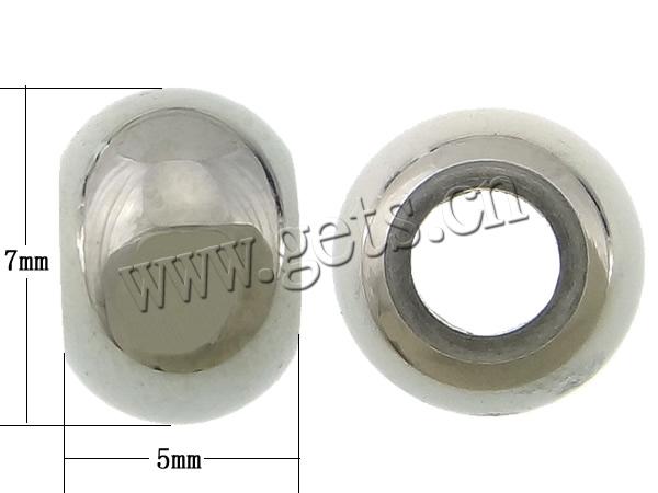 Stainless Steel Large Hole Beads, Rondelle, plated, Customized, more colors for choice, 5x7mm, Hole:Approx 3mm, Sold By PC
