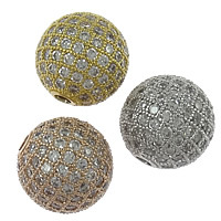 Perles zircon Micro Pave cubes, laiton, Rond, Placage, pavé de micro zircon, plus de couleurs à choisir, 10mm Environ 1.5mm, Vendu par PC