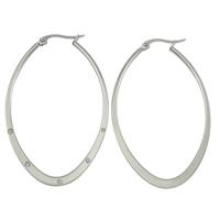 Stainless Steel Hoop Earring, stainless steel hoop earring, Oval, with rhinestone 