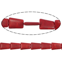 Synthetische Türkis Perlen, Trapez, rot, 25x18x6mm, Bohrung:ca. 1.5mm, verkauft von Strang