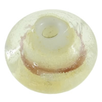 Perles murano European plaqué d'argent avec double noyau , chalumeau, rondelle, noyau double de pacfung sans filetage & feuille d'or Environ 5mm, Vendu par PC