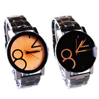 Men Wrist Watch, Zinc Alloy, with Glass, plumbum black color plated cadmium free, 40mm, 20mm Approx 9 Inch 